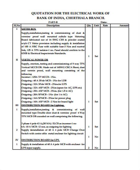 how to make electrical work quotation