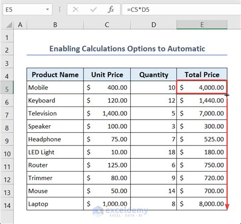 how to make excel automatically calculate percentage