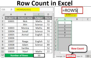 how to make excel automatically count rows
