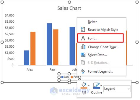 how to make excel chart legend bigger