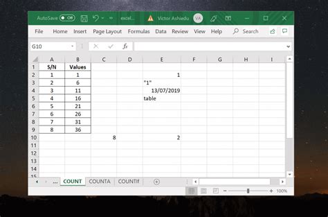how to make excel count automatically
