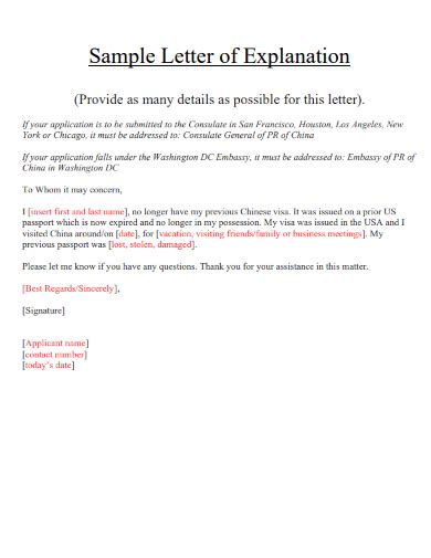 how to make explanation letter sample