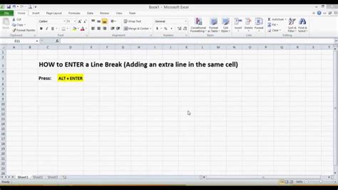 how to make extra line in excel cell
