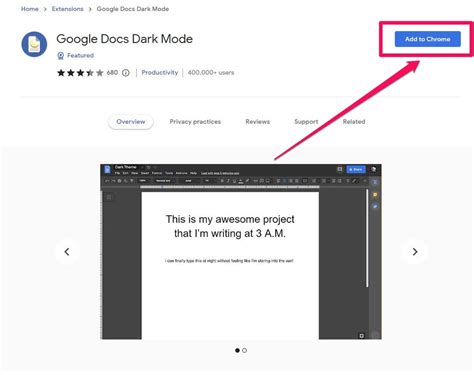 how to make google docs dark mode on web