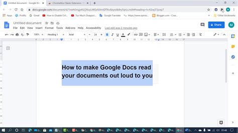 how to make google docs read to u