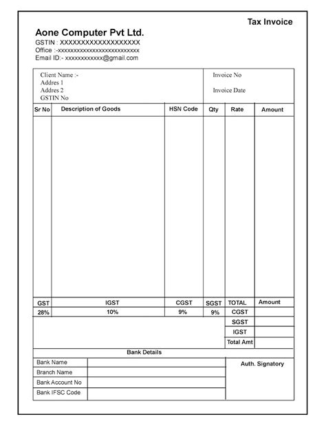how to make gst bill format in word