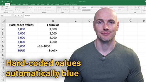 how to make hard coded numbers blue in excel