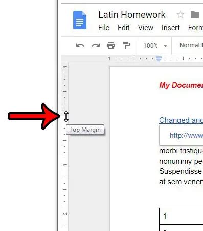 how to make header margin smaller in google docs