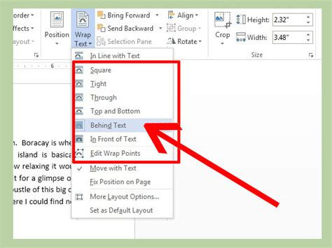 how to make image wrap text in word