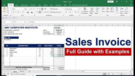 how to make invoice in excel with formula