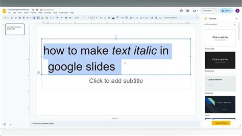 how to make italics in google slides