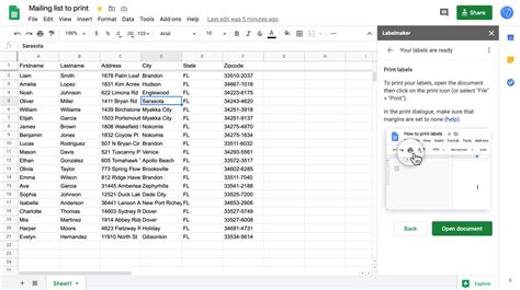 how to make labels on google sheets