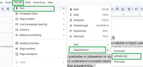 how to make letters lowercase in google docs