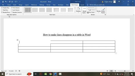 How To Make Lines Disappear In Word Table
