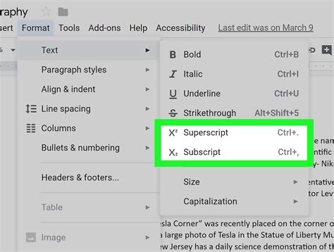 how to make little numbers below in google docs