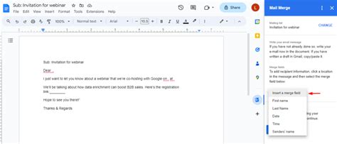 how to make mail merge on google docs