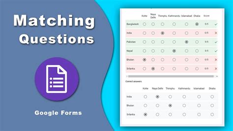 how to make matching question in google forms