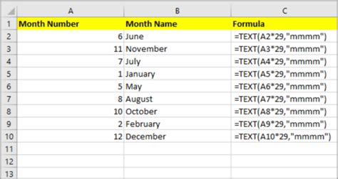 how to make month name in excel