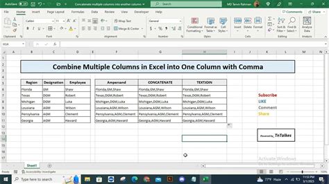 how to make multiple columns in excel into one