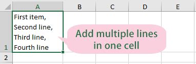 how to make multiple lines in one excel cell mac