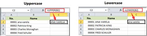 how to make names lowercase in excel