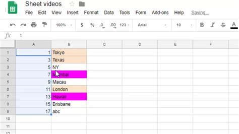 how to make number list in google sheets