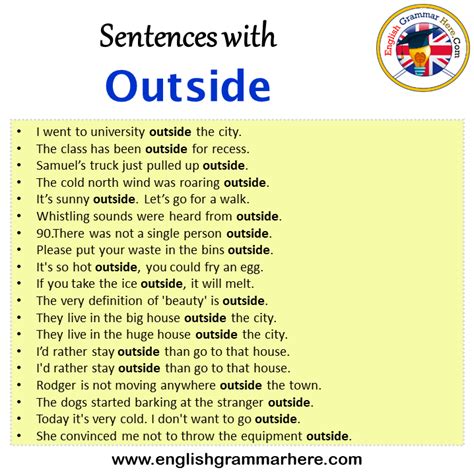 How To Make Outside In A Sentence