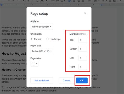 how to make page margins smaller in google docs