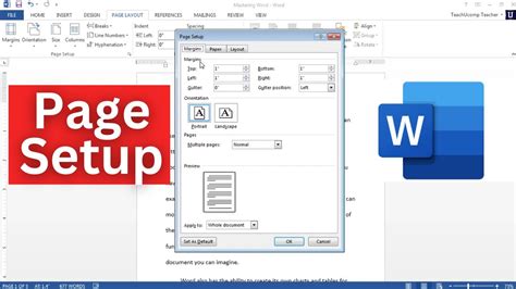 how to make page setup in word