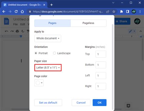 how to make pages smaller on google docs