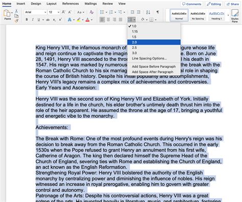 how to make paragraphs double spaced in docs