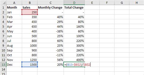 how to make percent change in excel