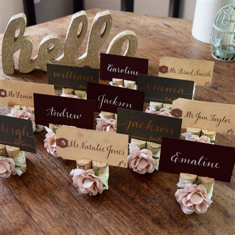 Wedding place card holders made by the bride herself! Place card