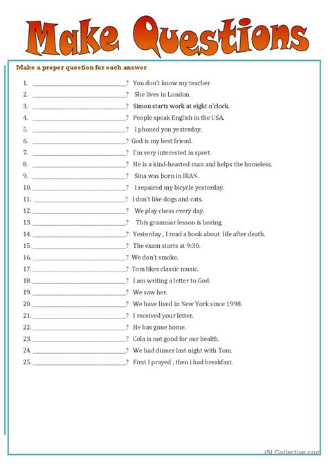 how to make question answer in english