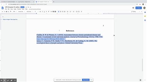 how to make reference format in google docs