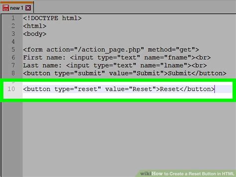 how to make reset button work in html