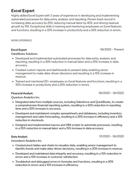 how to make resume in excel