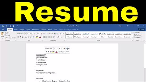 how to make resume in ms word youtube
