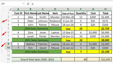 how to make rows in excel collapse