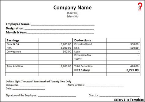 how to make salary slip in excel with formula pdf