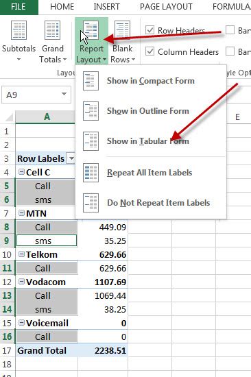 how to make separate columns in excel pivot table