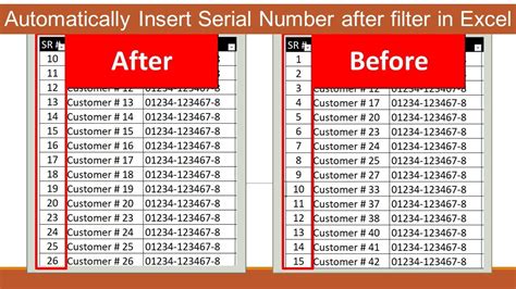 how to make serial number in excel after applying the filter