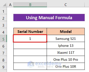 how to make serial number in excel using formula