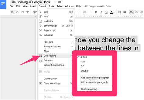 how to make single line spacing in google docs