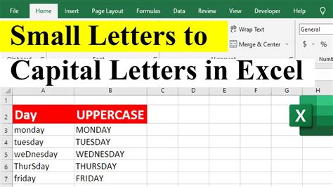 how to make small letter in excel