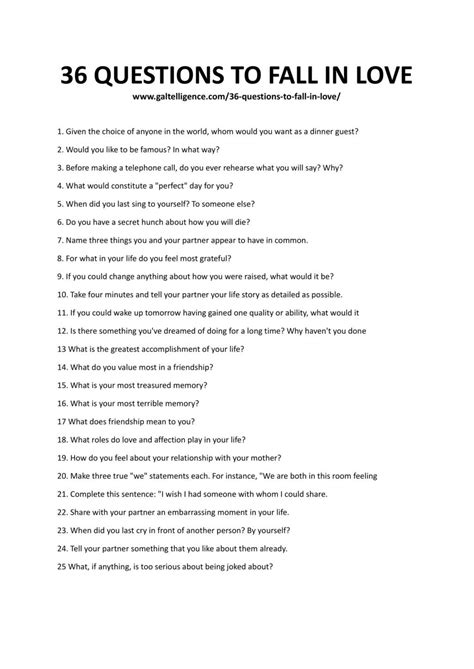 how to make someone fall in love with you 36 questions