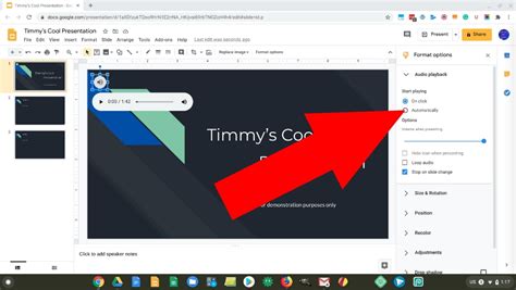 how to make sound play on google slides
