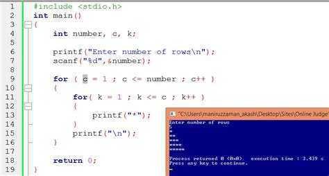 how to make star program in c language