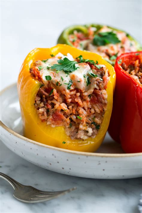 how to make stuffed green peppers with ground beef and rice