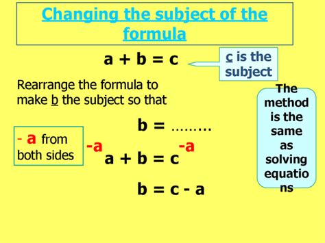 how to make subject of the formula in mathematics